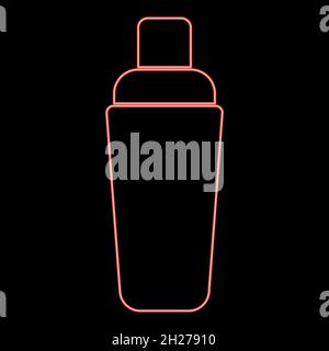 Neon shaker icon black color in circle outline vector illustration red color vector illustration flat style light image Stock Vector
