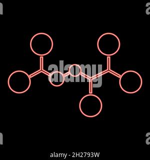 Neon molecule icon black color in circle outline vector illustration red color vector illustration flat style light image Stock Vector