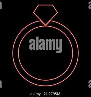 Neon ring icon black color in circle outline vector illustration red color vector illustration flat style light image Stock Vector