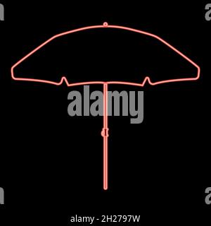Neon beach umbrella icon black color in circle outline vector illustration red color vector illustration flat style light image Stock Vector