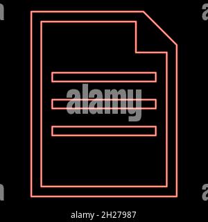Neon document icon black color in circle outline vector illustration red color vector illustration flat style light image Stock Vector