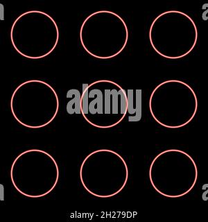 Neon dial button icon black color in circle outline vector illustration red color vector illustration flat style light image Stock Vector