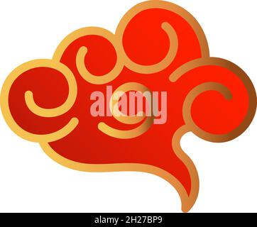 Oriental asian cloud ornament. Chinese clouds red gold symbol Stock Vector