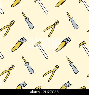 Seamless pattern scattered tools for repair and construction Stock Vector