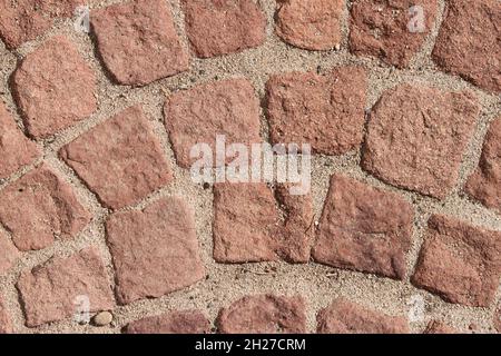red cobblestone sidewalk Stock Photo