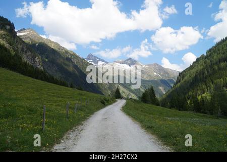 a hiking trail leading through the scenic alpine landscape in Schladming-Dachstein region in Austria Stock Photo