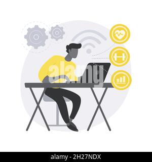 Health-focused IOT desks abstract concept vector illustration. Stock Vector