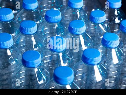 Close up photo of plastic bottles . Waste management concept. Stock Photo