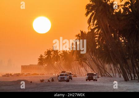 Sunset at the beach in Salalah, Oman Stock Photo