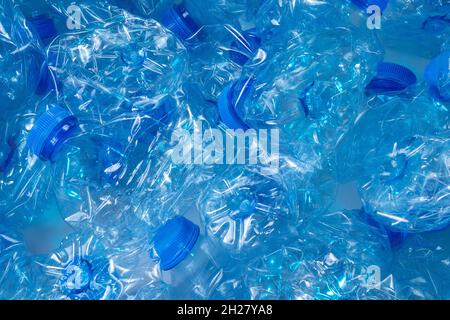 Close up photo of plastic bottles . Waste management concept. Stock Photo