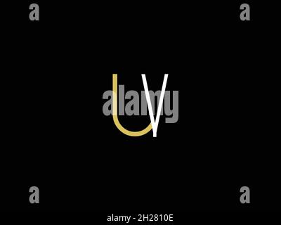 LETTERS UV LOGO DESIGN WITH NEGATIVE SPACE EFFECT FOR ILLUSTRATION USE Stock Vector