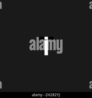 LETTERS TI LOGO DESIGN WITH NEGATIVE SPACE EFFECT FOR ILLUSTRATION USE Stock Vector