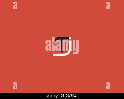 LETTERS TJ LOGO DESIGN WITH NEGATIVE SPACE EFFECT FOR ILLUSTRATION USE Stock Vector