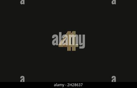 NUMBER 44 LOGO DESIGN WITH NEGATIVE SPACE EFFECT FOR ILLUSTRATION USE Stock Vector