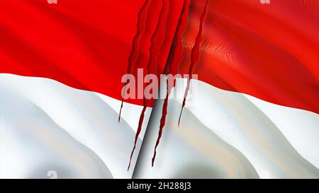 Indonesia and Monaco flags. 3D Waving flag design. Indonesia Monaco ...