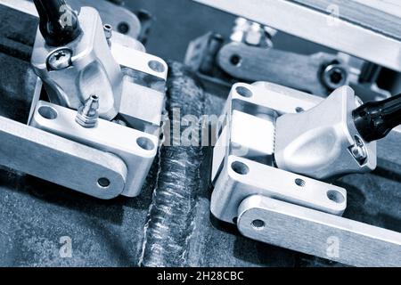 ultrasound inspection of welded seams of pipes Stock Photo