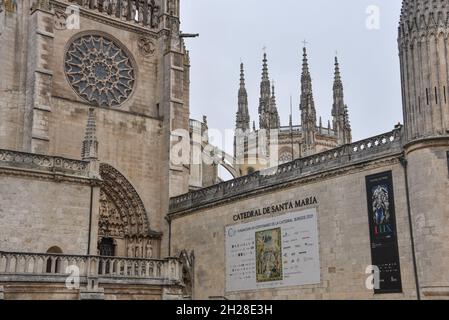 Burgos, Spain - 16 Oct 2021: The Santa Maria Cathedral of Burgos, Castile and Leon Stock Photo