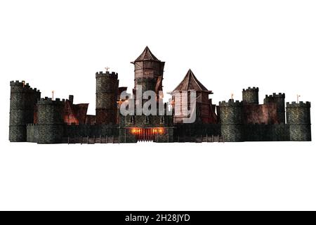 Castle Academy Fantasy Architecture, 3D illustration, 3D rendering Stock Photo