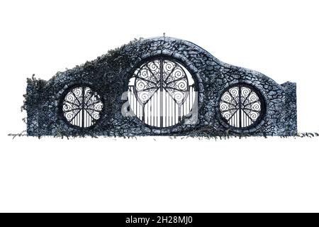 Fantasy Academy Wrought-Iron Gate, 3D illustration, 3D rendering Stock Photo