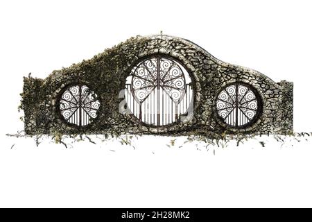 Fantasy Academy Wrought-Iron Gate, 3D illustration, 3D rendering Stock Photo