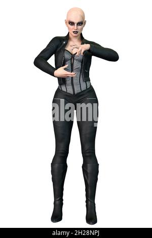 Urban Fantasy Caucasian Woman, 3D Rendering, 3D Illustration Stock Photo