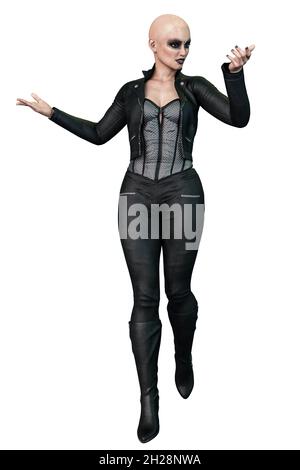 Urban Fantasy Caucasian Woman, 3D Rendering, 3D Illustration Stock Photo