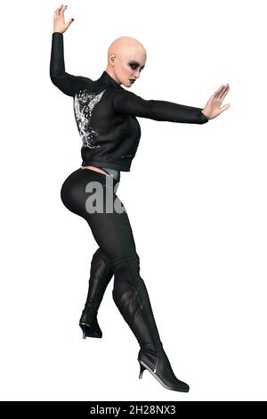 Urban Fantasy Caucasian Woman, 3D Rendering, 3D Illustration Stock Photo