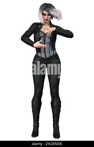 Urban Fantasy Caucasian Woman, 3D Rendering, 3D Illustration Stock Photo