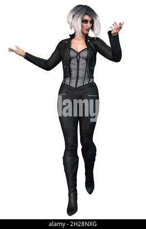 Urban Fantasy Caucasian Woman, 3D Rendering, 3D Illustration Stock Photo