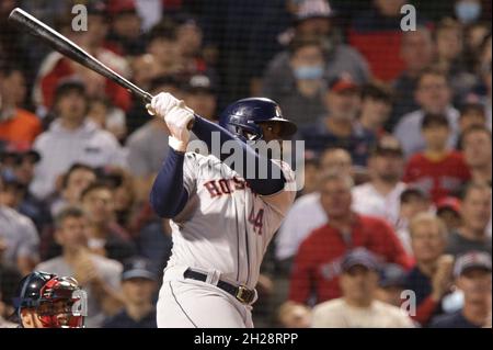 Houston Astros left fielder Jordan Alvarez congratulates Houston Astros  right fielder Michael Brantley after a home run during an MLB regular  season g Stock Photo - Alamy