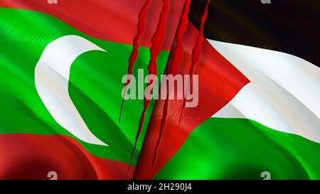 Maldives and Palestine flags. 3D Waving flag design. Maldives Palestine ...