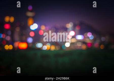 Abstract colorful circular bokeh with city background Stock Photo