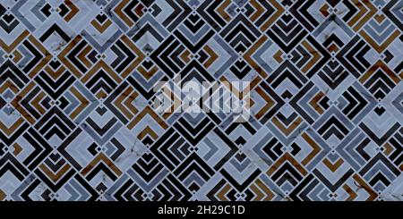 Abstract geometric pattern with stripes square shape. Luxury of dark blue background and marble texture Stock Vector