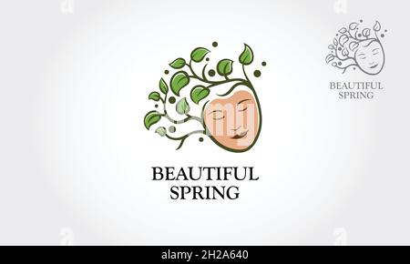 Beautiful Spring Logo Illustration. The logo is for any SPA related businesses, yoga related businesses, any cosmetic, environmental friendly business. Stock Vector