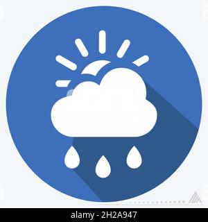 Icon Rainy Day - Long Shadow Style - Simple illustration, Editable stroke, Design template vector, Good for prints, posters, advertisements, announcem Stock Vector