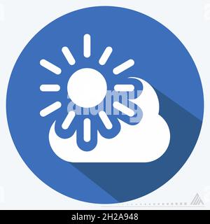 Icon Sunny Day - Long Shadow Style - Simple illustration, Editable stroke, Design template vector, Good for prints, posters, advertisements, announcem Stock Vector