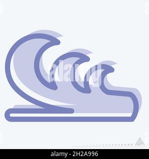 Icon Water Wave - Two Tone Style - Simple illustration, Editable stroke, Design template vector, Good for prints, posters, advertisements, announcemen Stock Vector