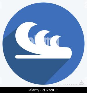 Icon Water Wave - Long Shadow Style - Simple illustration, Editable stroke, Design template vector, Good for prints, posters, advertisements, announce Stock Vector