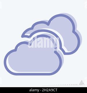 Icon Cloudy - Two Tone Style - Simple illustration, Editable stroke, Design template vector, Good for prints, posters, advertisements, announcements, Stock Vector