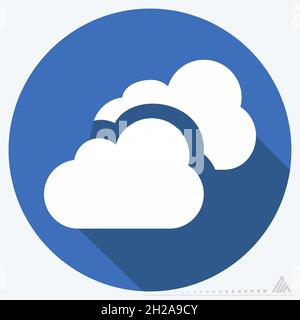 Icon Cloudy - Long Shadow Style - Simple illustration, Editable stroke, Design template vector, Good for prints, posters, advertisements, announcement Stock Vector