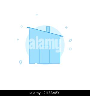 Barn, change house, bathhouse vector icon. Flat illustration. Building symbol, filled line style. Blue monochrome design. Editable stroke. Adjust line Stock Vector