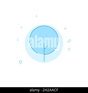 Round crown tree vector icon. Tree symbol. Flat illustration. Filled line style. Blue monochrome design. Editable stroke. Adjust line weight. Stock Vector