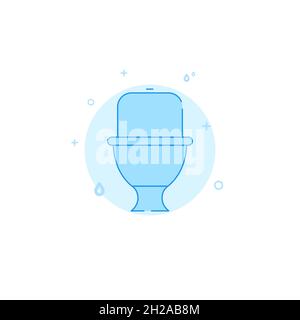 Toilet bowl vector icon. Plumbing flat illustration. Filled line style. Blue monochrome design. Editable stroke. Adjust line weight. Stock Vector