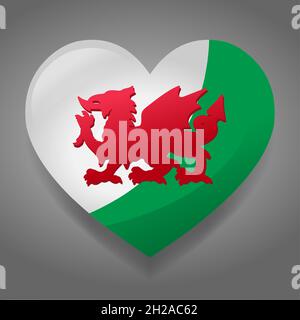 heart with wales flag vector symbol illustration Stock Vector