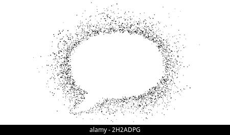 Grunge round speech chat bubble. Graffiti spray blot text frame. Flat vector illustration isolated on white background. Stock Vector