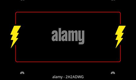 Flash sale text frame. Important message. Breaking news. Rectangular red frame with lightning bolts. Flat vector illustration isolated on black backgr Stock Vector