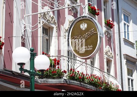 Das weltberühmte Cafe Zauner in Bad Ischl, Salzkammergut, Oberösterreich, Österreich, Europa - The world-famous Cafe Zauner in Bad Ischl, Salzkammergu Stock Photo