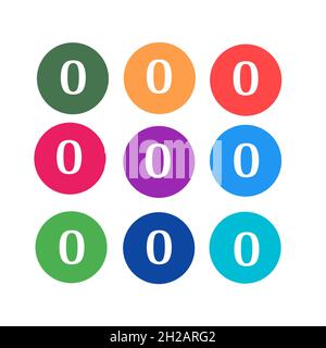 Illustration of colorful 0 number set Stock Photo