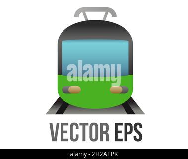 The isolated vector green public transport train or subway on rails icon for short or medium length journeys Stock Vector