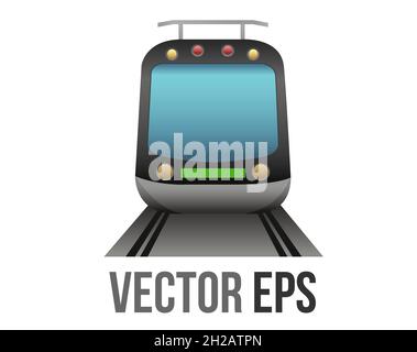 The isolated vector black public transport train or subway on rails icon for short or medium length journeys Stock Vector